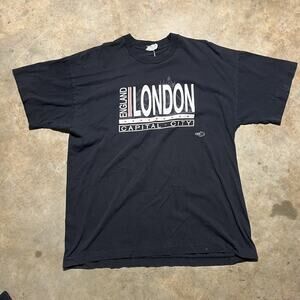 Vintage 90s London England Black Destination Shirt